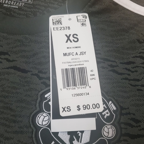 Adidas 20-21 Manchester United Away Soccer Jersey Legacy Green Men EE237 X-Small - Picture 2 of 7